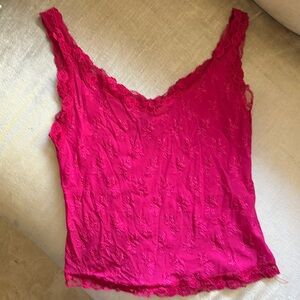 Arianne tank top corset style pink floral flower pattern pink with lace stretchy